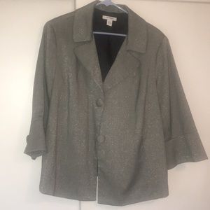 Dress Barn - Plus Shimmery Dark Gray/Silver Blazer